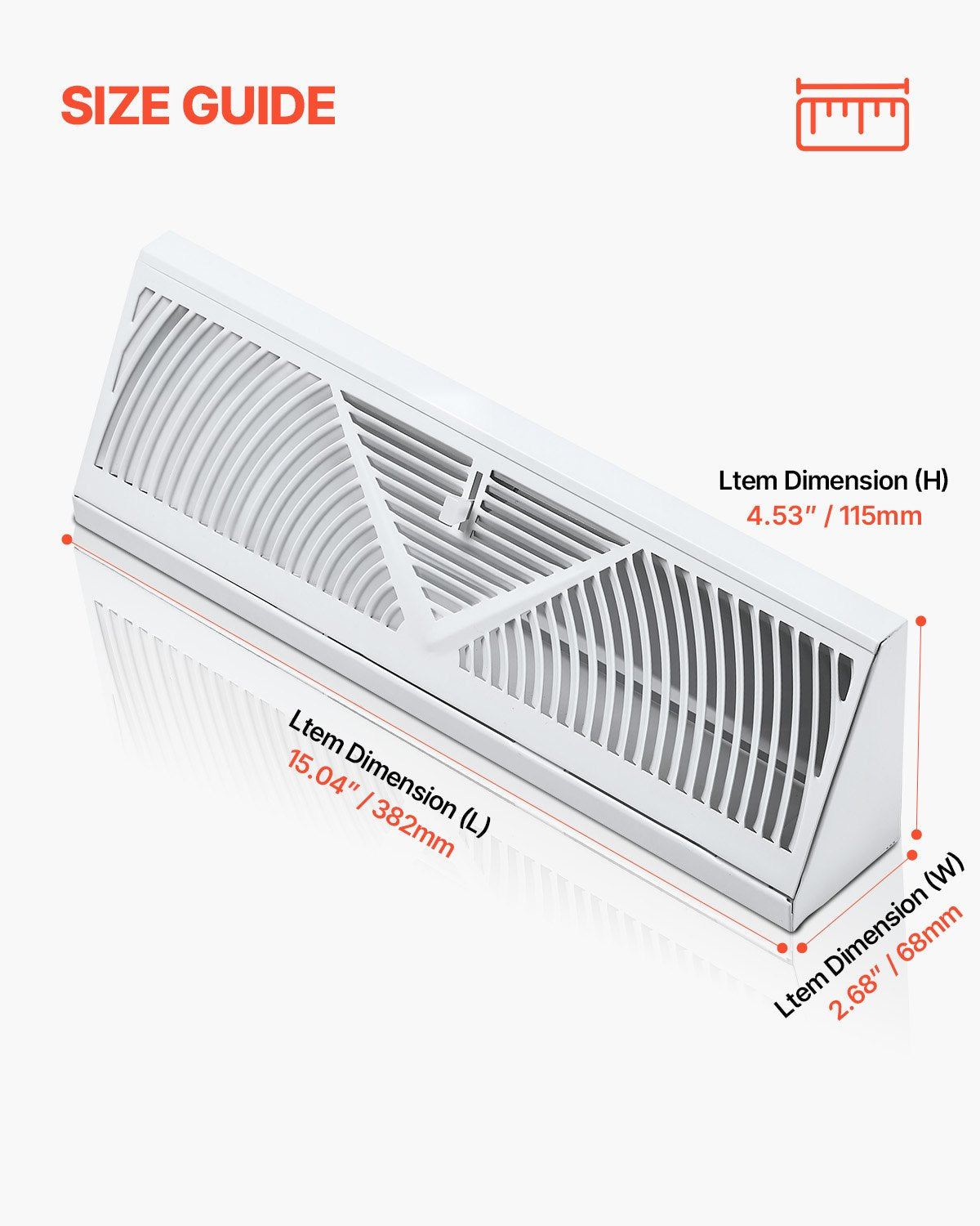 VEVOR Floor Registers 15-Inch 10-Pack Floor Vents for HVAC Baseboard Vents White 