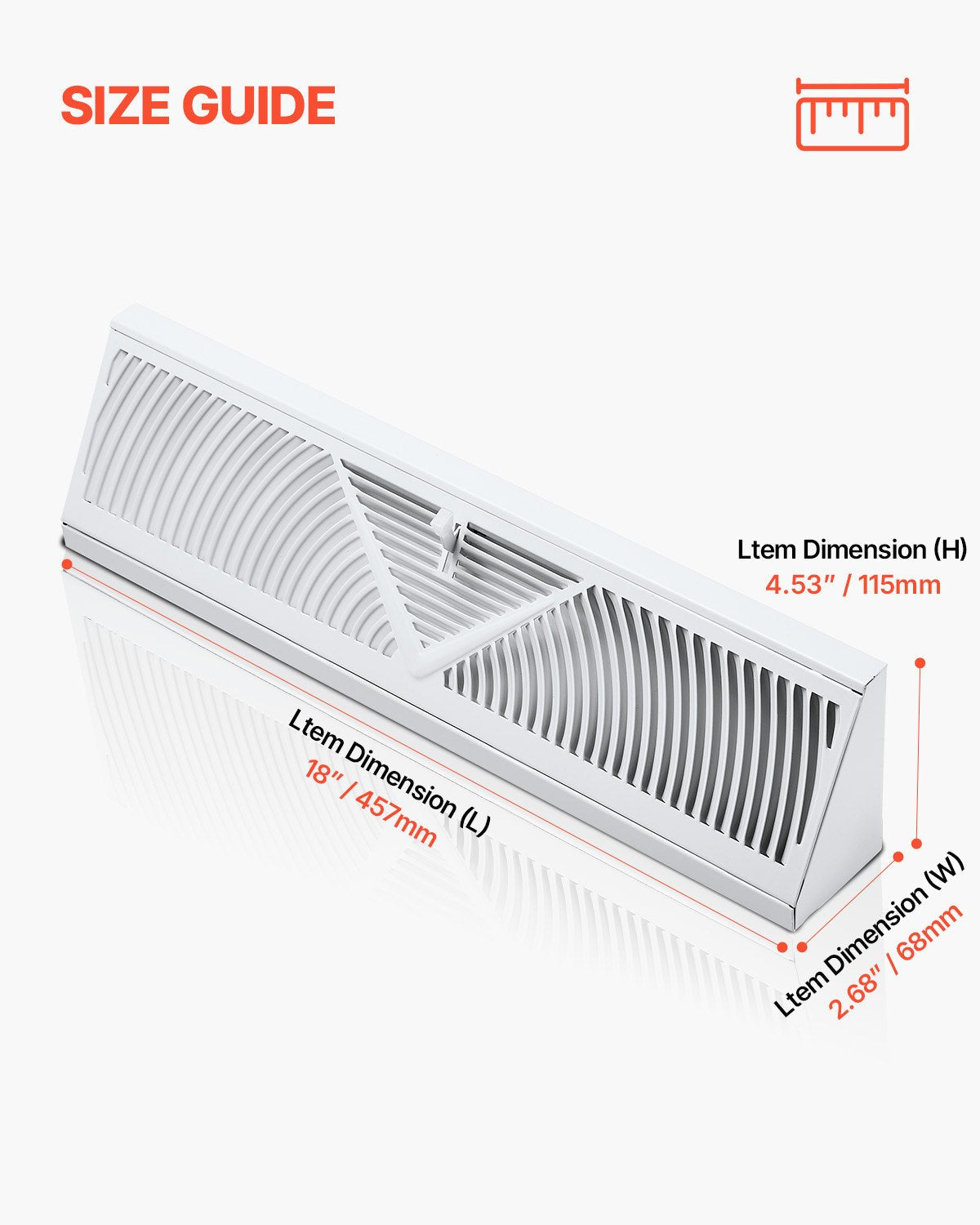 VEVOR Floor Registers 18-Inch 10-Pack Floor Vents for HVAC Baseboard Vents White 