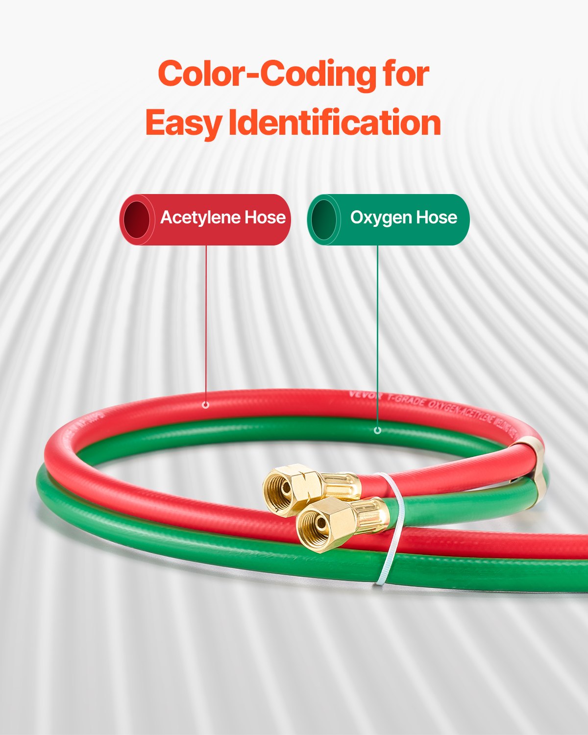 VEVOR Oxygen Acetylene Hose 1/4-Inch x 100FT Oxy Acetylene Hose 300PSI T Grade 