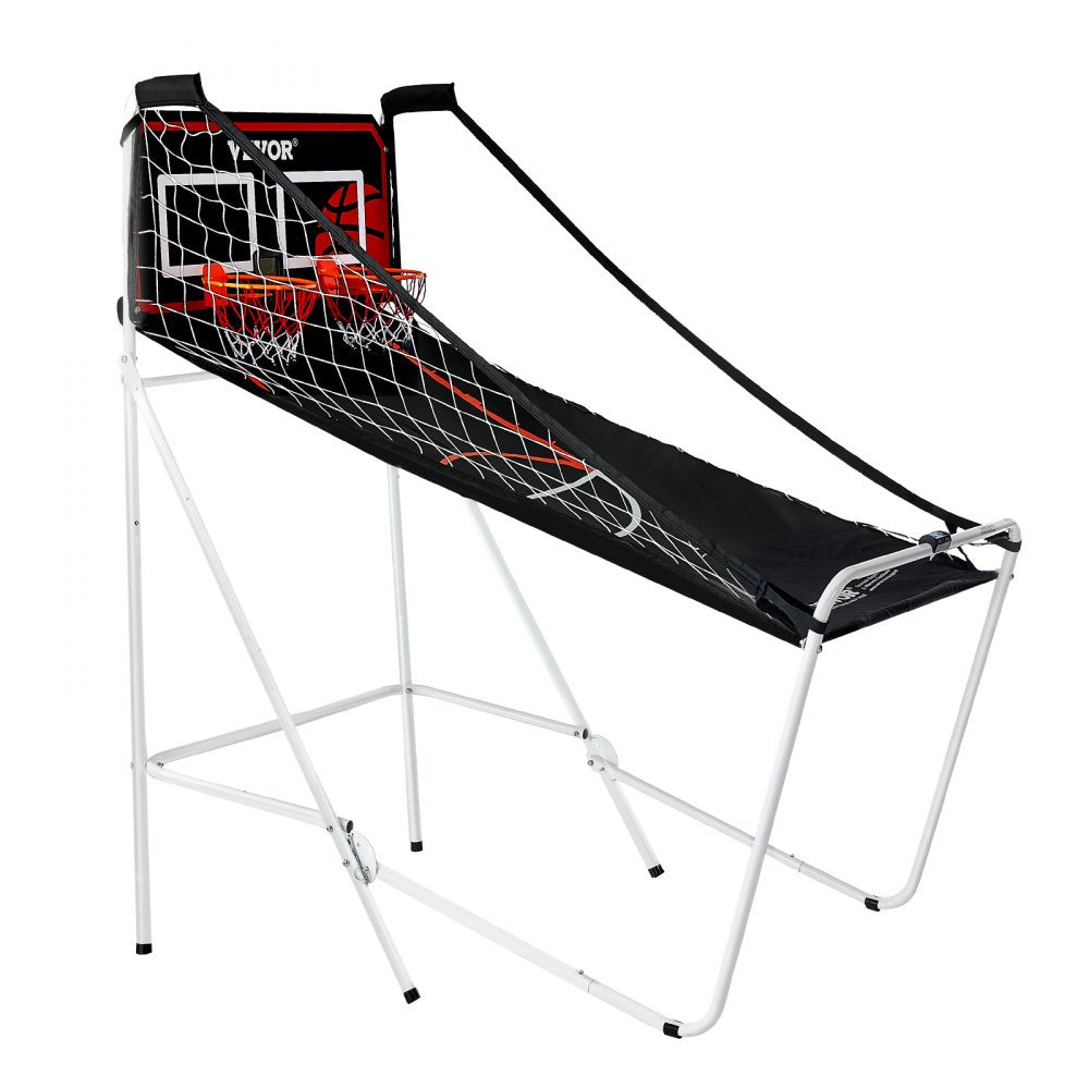 VEVOR Foldable Basketball Arcade Game, 2 Player Indoor Basketball Game, Home Dual Shot Sport with 4 Balls, 8 Game Modes, LCD Electronic Scoreboard, and Inflation Pump, for Kids, Adults (Black & White) 