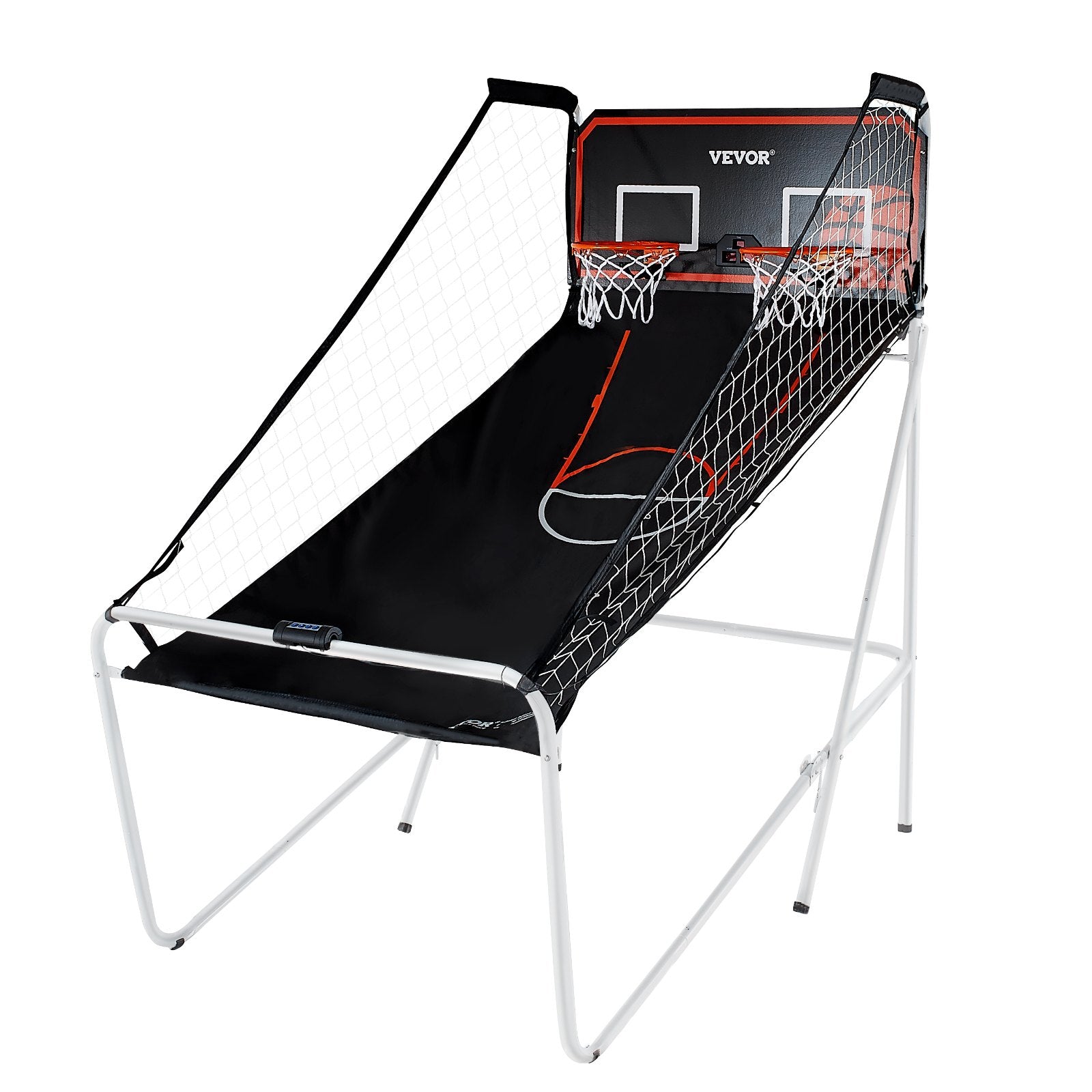 VEVOR Foldable Basketball Arcade Game, 2 Player Indoor Basketball Game, Home Dual Shot Sport with 4 Balls, 8 Game Modes, Electronic Scoreboard, and Inflation Pump, for Kids, Adults (Black & White) 