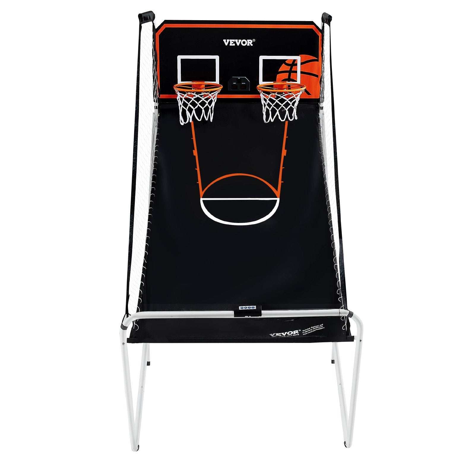 VEVOR Foldable Basketball Arcade Game, 2 Player Indoor Basketball Game, Home Dual Shot Sport with 4 Balls, 8 Game Modes, Electronic Scoreboard, and Inflation Pump, for Kids, Adults (Black & White) 