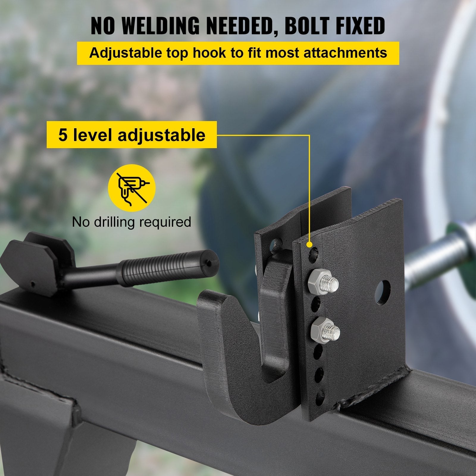 VEVOR 3-Point Quick Hitch, 3000 LBS Lifting Capacity Tractor Quick Hitch, 28.31\" Between Lower Arms Attachments Quick Hitch, No Welding & 5 Level Adjustable Bolt, Adaptation to Category 1 Tractor 