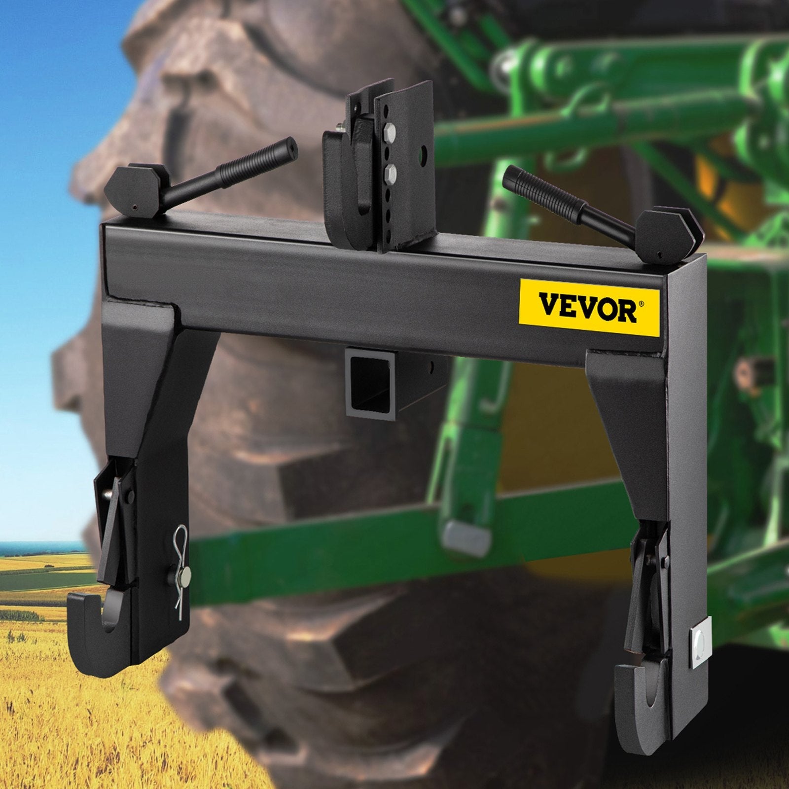 VEVOR 3-Point Quick Hitch, 3000 LBS Lifting Capacity Tractor Quick Hitch, 28.31\" Between Lower Arms Attachments Quick Hitch, No Welding & 5 Level Adjustable Bolt, Adaptation to Category 1 Tractor 