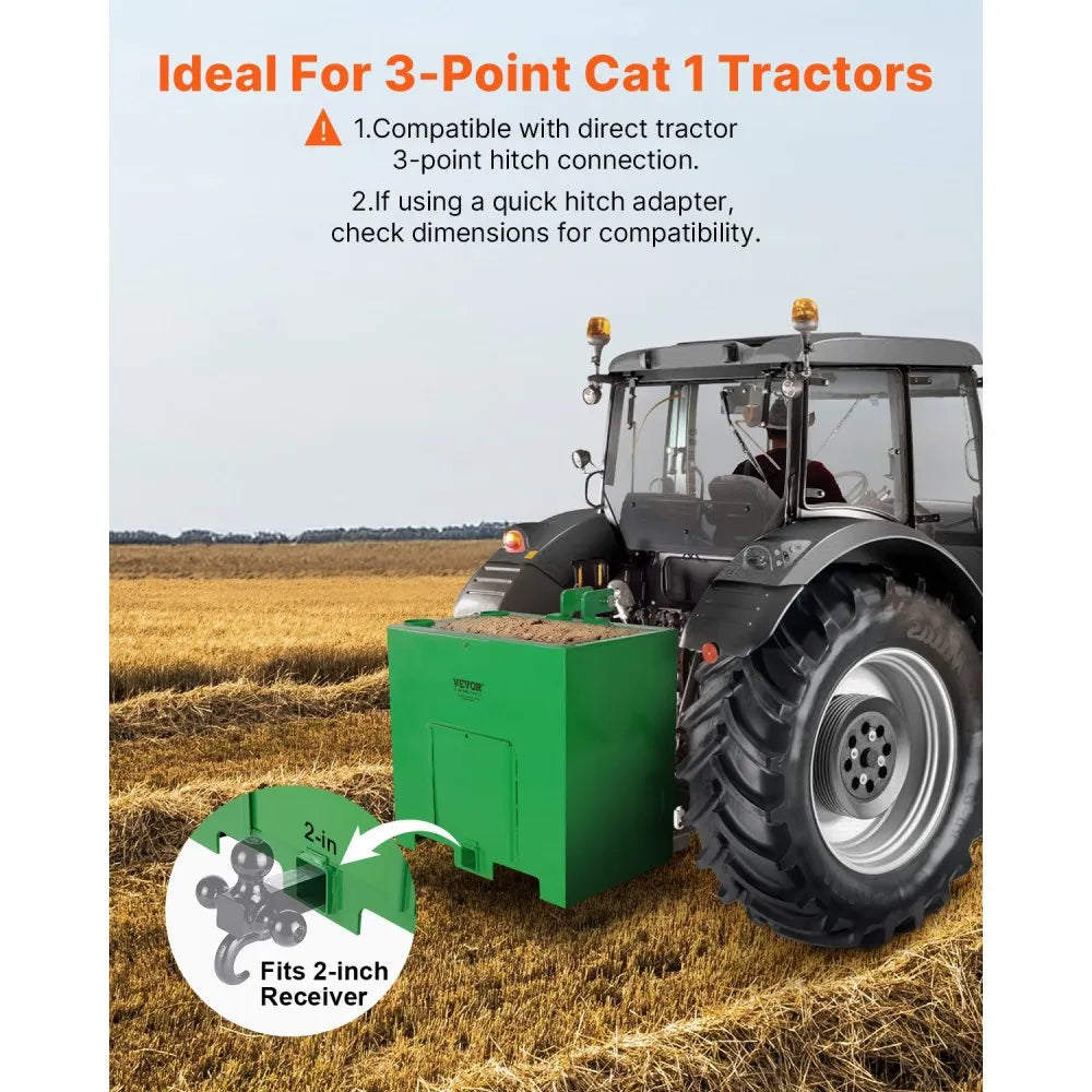 Vevor Tractor Ballast Box – 800 lb Capacity | Category 1 | Sliding Door | Heavy-Duty Steel