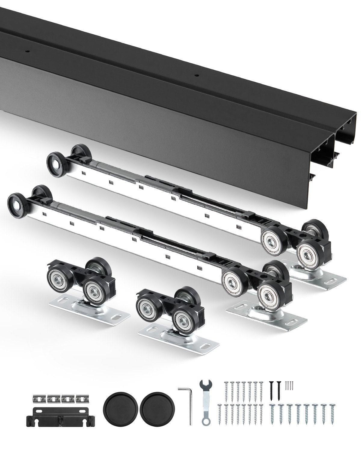 VEVOR Bypass Door Hardware 8ft Bypass Closet Door Track Kit for 2 Door System 