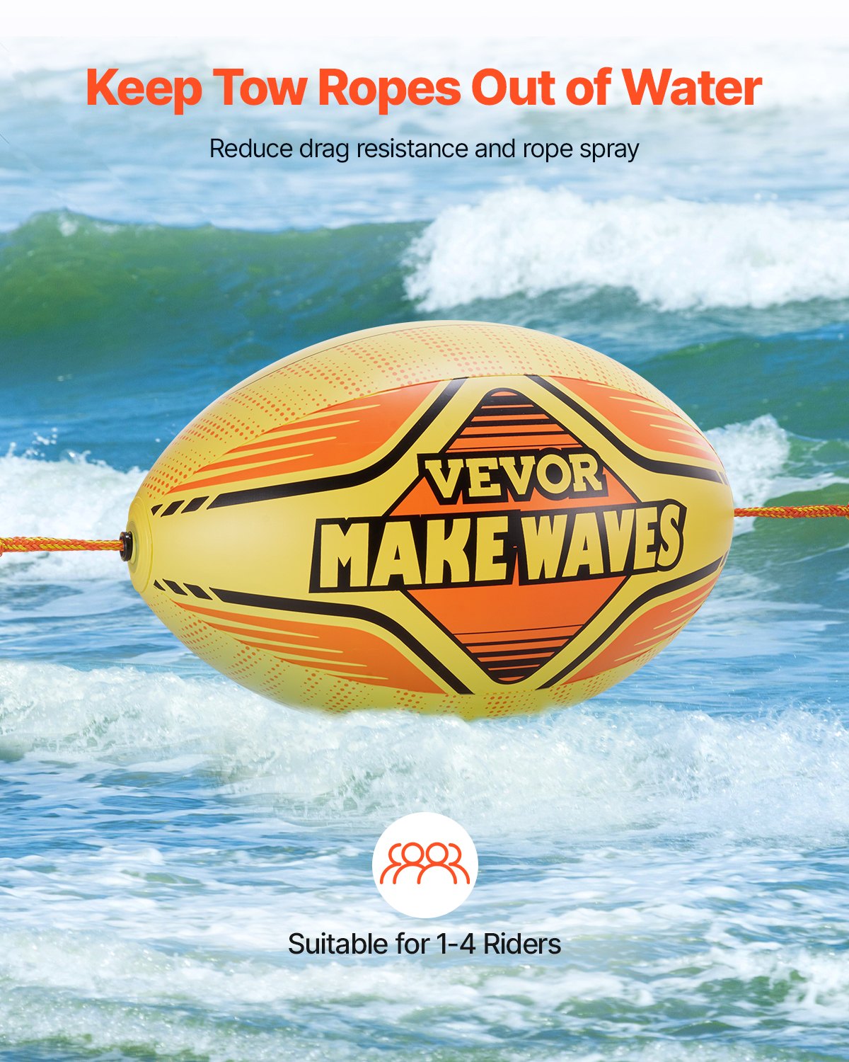 VEVOR Booster Ball Inflatable PVC Booster Balls for Boating and Water Sports 