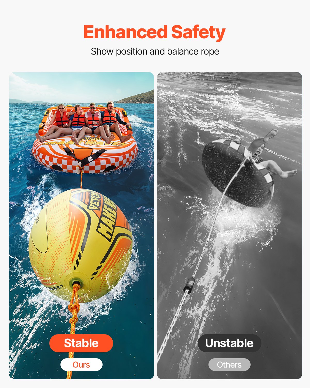 VEVOR Booster Ball Inflatable PVC Booster Balls for Boating and Water Sports 