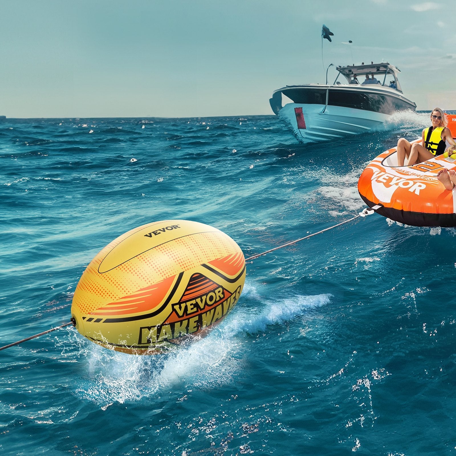 VEVOR Booster Ball Inflatable PVC Booster Balls for Boating and Water Sports 