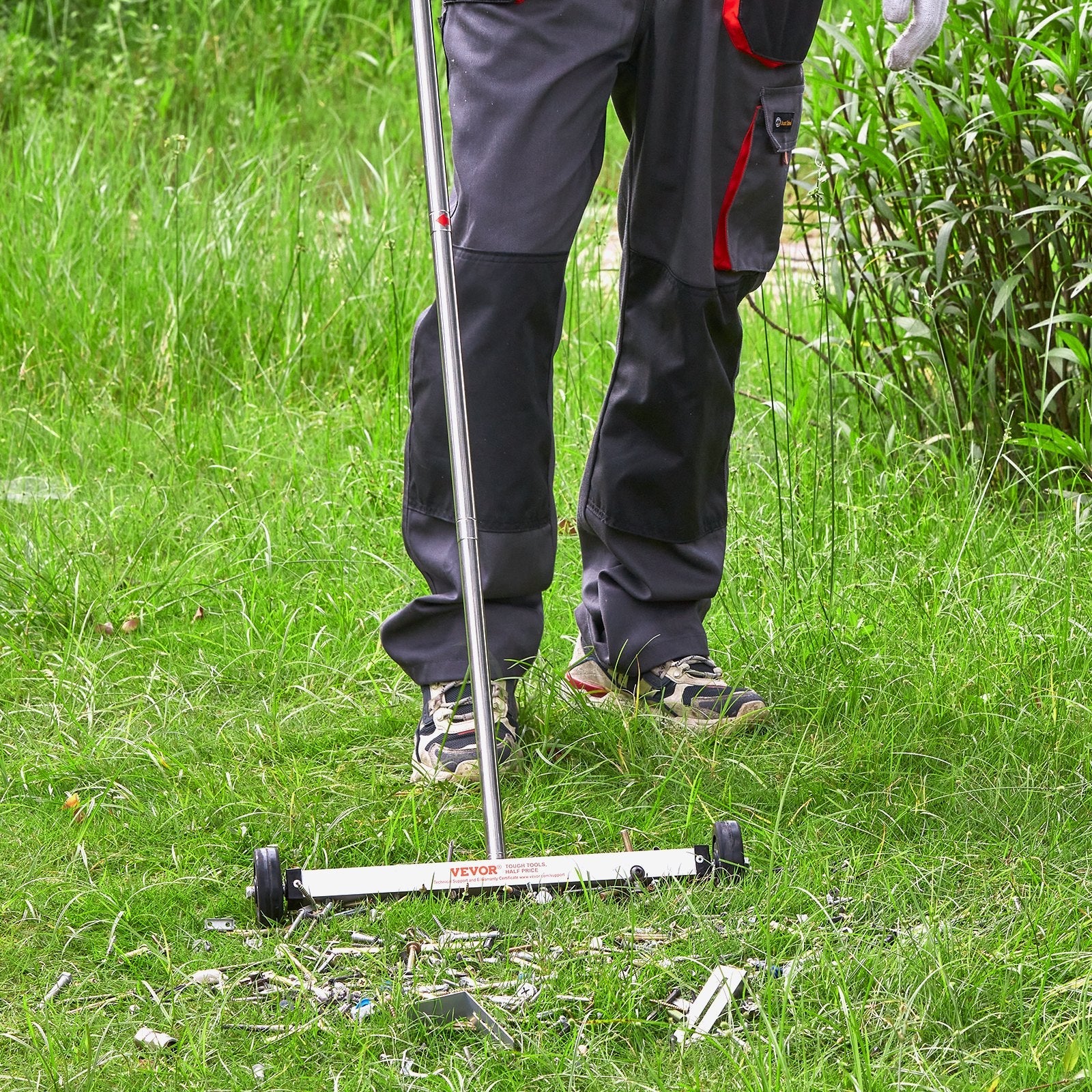 VEVOR Magnetic Sweeper with Wheels 17inch Mini 10 lbs Capacity Adjustable Handle 