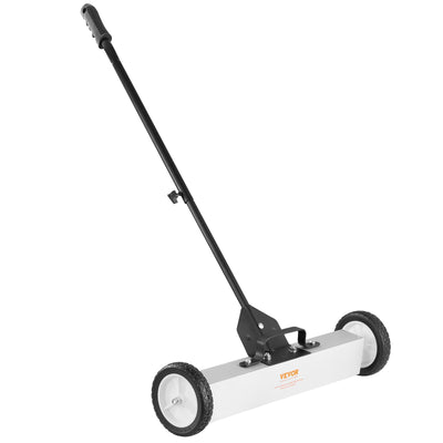 VEVOR 50Lbs Rolling Magnetic Sweeper with Wheels, Push-Type Magnetic Pick Up Sweeper, 24-inch Large Magnet Pickup Lawn Sweeper with Telescoping Handle, Easy Cleanup of Workshop Garage Yard 