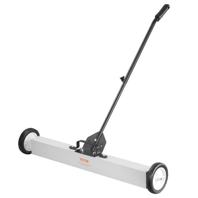 VEVOR 55Lbs Rolling Magnetic Sweeper with Wheels,Push-Type Magnetic Pick Up Sweeper, 24-inch Large Magnet Pickup Lawn Sweeper with Telescoping Handle, Easy Cleanup of Workshop Garage Yard 