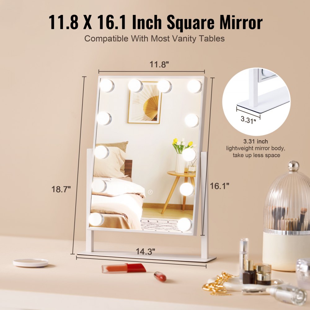 VEVOR Hollywood Vanity Makeup Mirror With Lights 5X Magnification 16.1x11.8 in 
