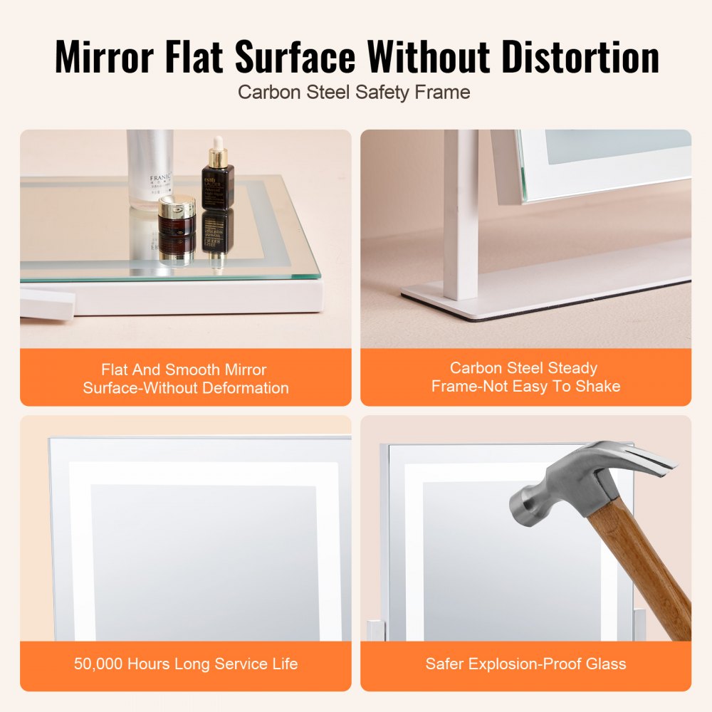 VEVOR Lighted Makeup Mirror 3 Color Vanity with 5X Magnification 16.1x11.8 in 