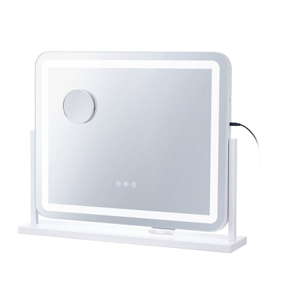 VEVOR Lighted Makeup Mirror 3 Color Vanity w/ USB Port Magnification21.7x17.7 in 