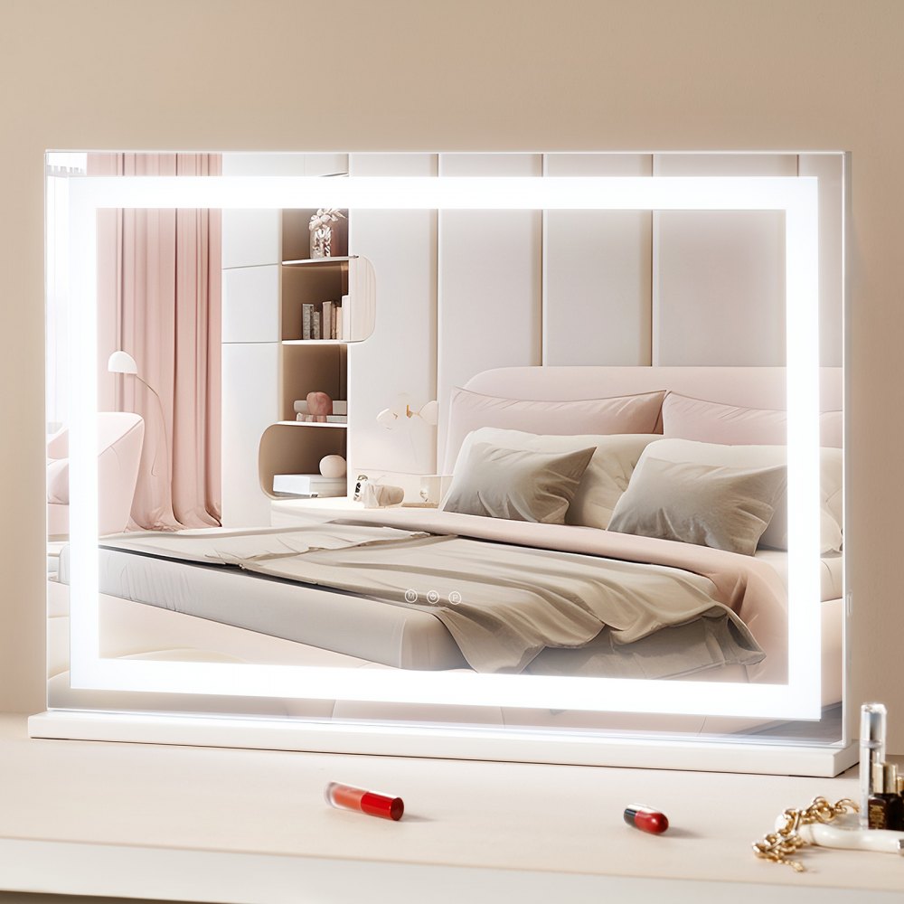 VEVOR Lighted Makeup Mirror 3 Color Vanity w/ USB Desktop Wall-mount 31.5x21.7in 
