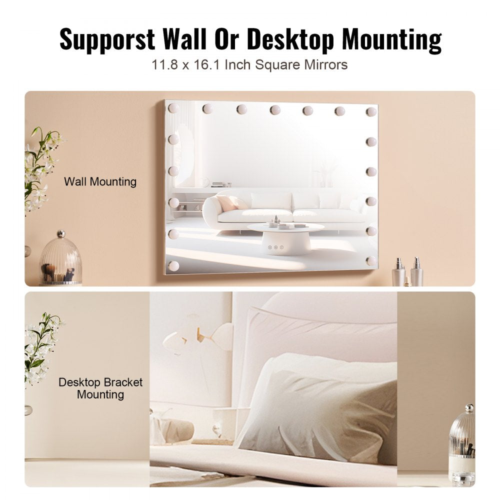 VEVOR Hollywood Vanity Mirror With Lights w/ USB Type C Desktop Wallmount 23.6in 