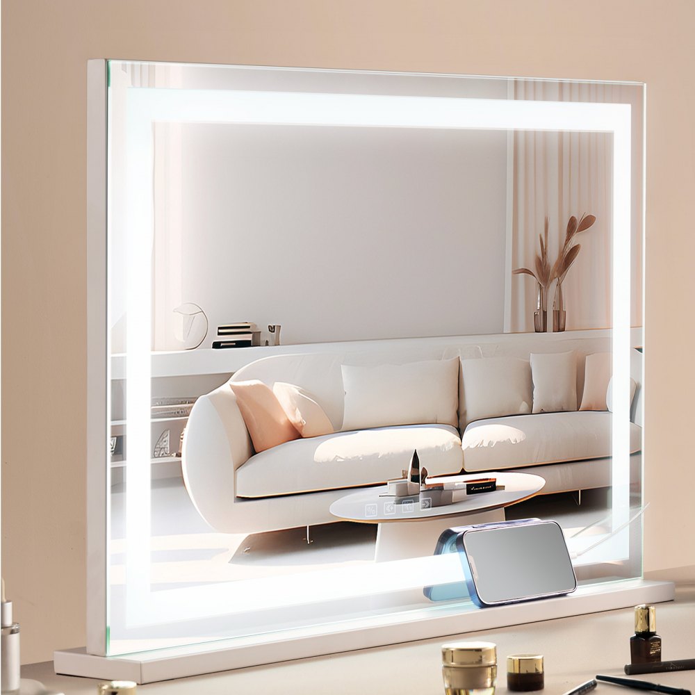 VEVOR Lighted Makeup Mirror 3 Color w/ Bluetooth USB Desktop Wall-mount 21.7in 