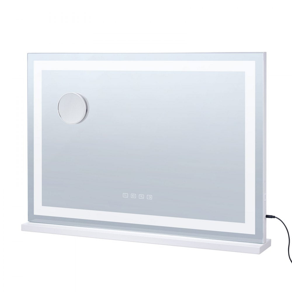 VEVOR Lighted Makeup Mirror 3 Color w/ Bluetooth USB Desktop Wall-mount 21.7in 