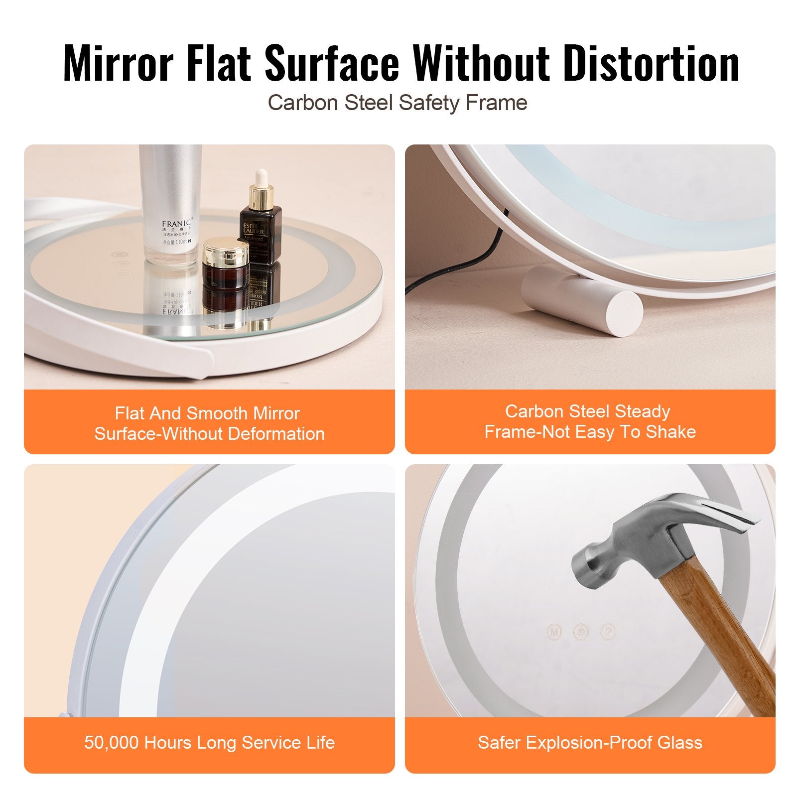 VEVOR 12” Vanity Mirror With Lights LED Makeup Round w/ Smart Touch for Bedroom 