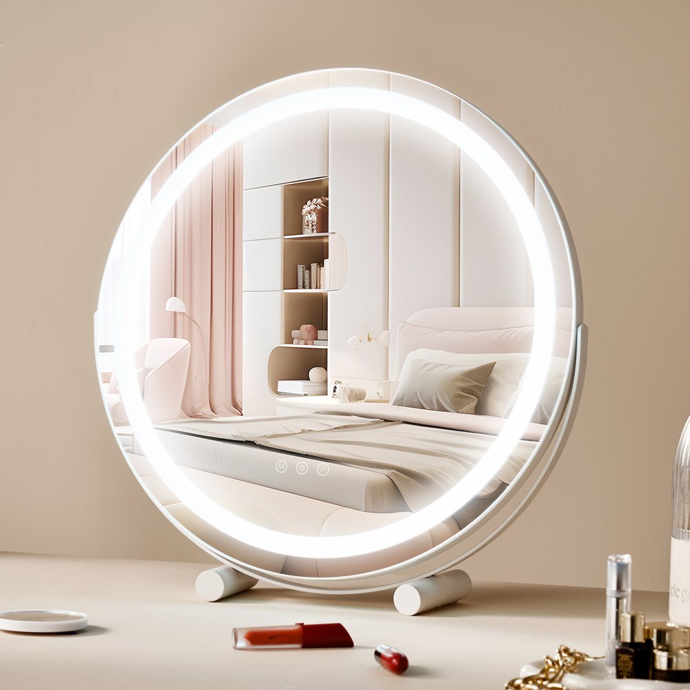 VEVOR 20” Vanity Mirror With Lights LED Makeup Round w/ Smart Touch for Bedroom 