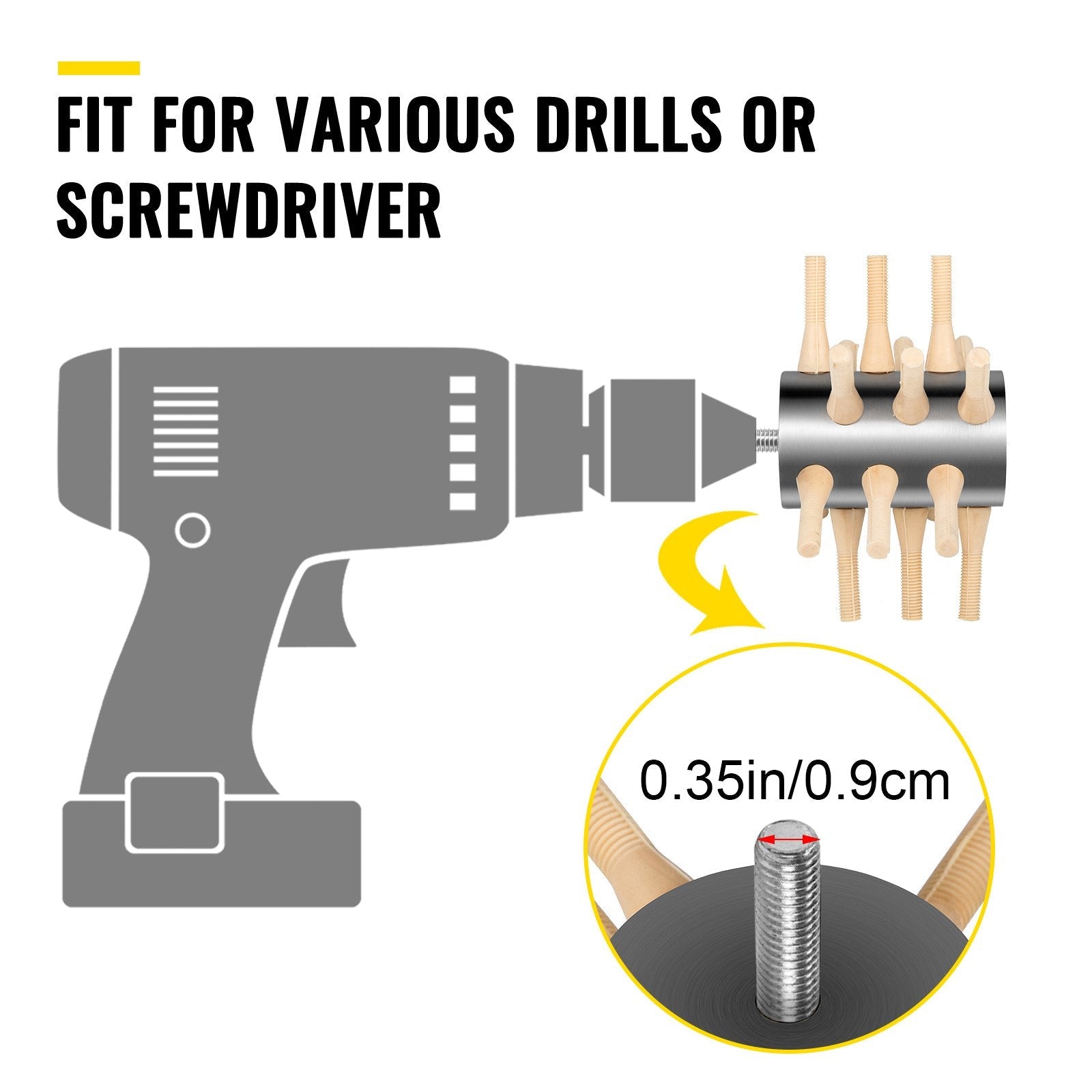 VEVOR Chicken Plucker Drill Attachment, Stainless Steel Drill Chicken Plucker, 18 Fingers Chicken Feather Plucker Machine, 0.4 Inches Shank Poultry Defeathering Machine For Small Chicken Quail Pigeon 