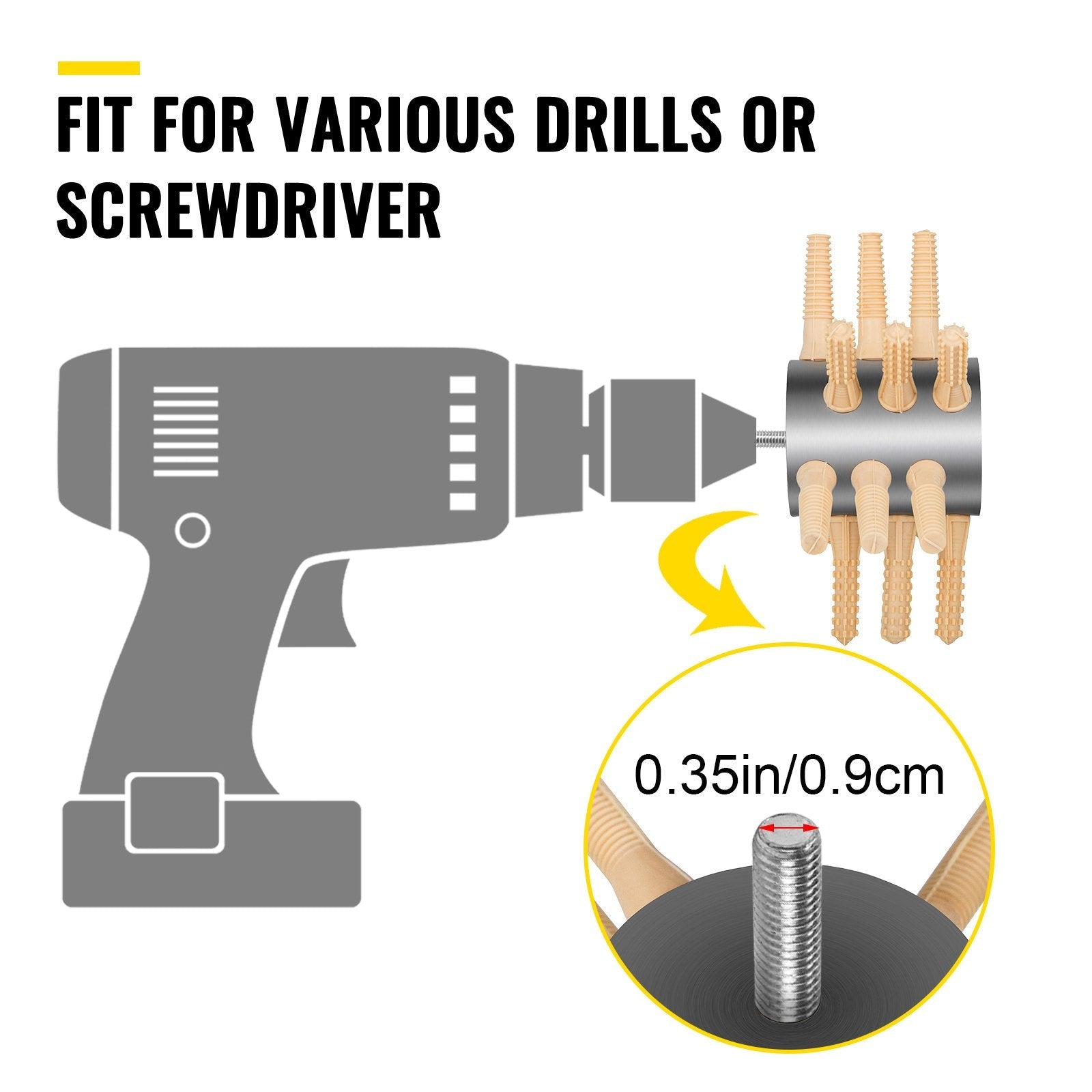 VEVOR Chicken Plucker Drill Attachment, Stainless Steel Drill Chicken Plucker, 18 Fingers Chicken Feather Plucker Machine, 0.4 Inches Shank Poultry Defeathering Machine For Broiler Goose Duck Turkey 
