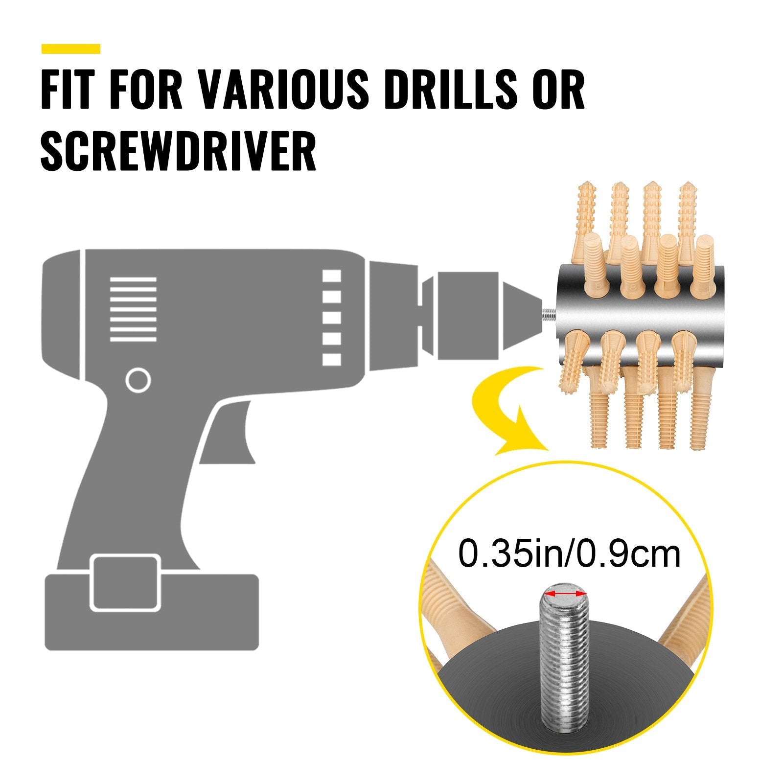 VEVOR Chicken Plucker Drill Attachment, Stainless Steel Drill Chicken Plucker, 24 Fingers Chicken Feather Plucker Machine, 0.4 Inches Shank Poultry Defeathering Machine for Broiler Goose Duck Turkey 