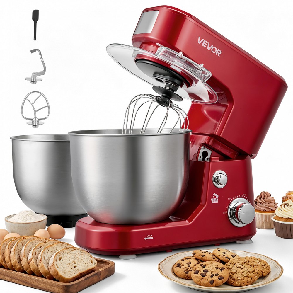 5.3 + 4.2 Qt Tilt-Head Stand Mixer – 400W Electric Kitchen Mixer with Stainless Steel Bowls