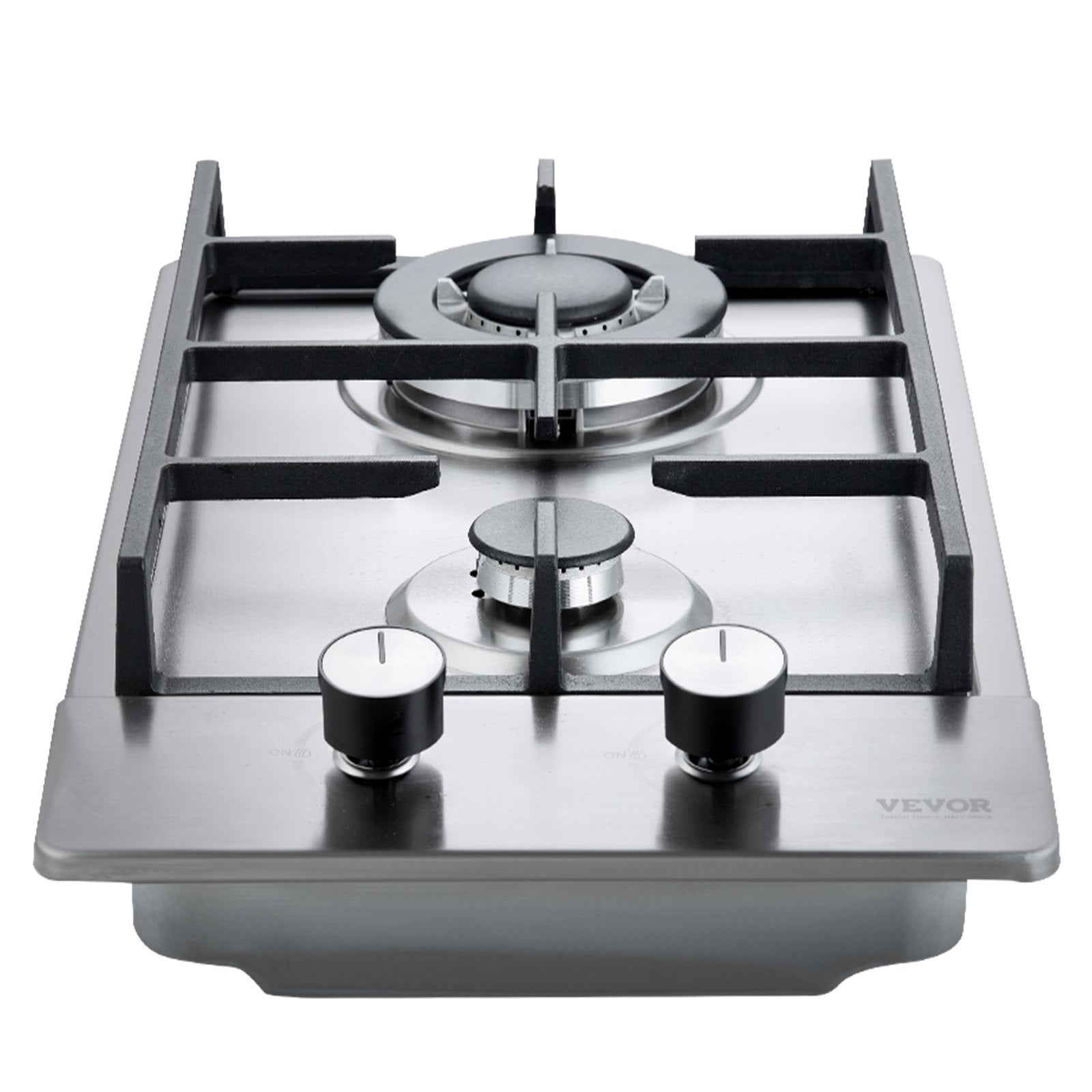 VEVOR Gas Cooktop 12 inch, Max 12250BTU 2 Burners Built-in Stainless Steel Gas Stove Top, LPG/NG Convertible Dual Fuel Natural Gas Hob with Thermocouple Protection 