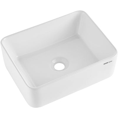 VEVOR Modern Ceramic Vessel Sink 16" x 12" Bathroom Vanity Bowl Countertop White 