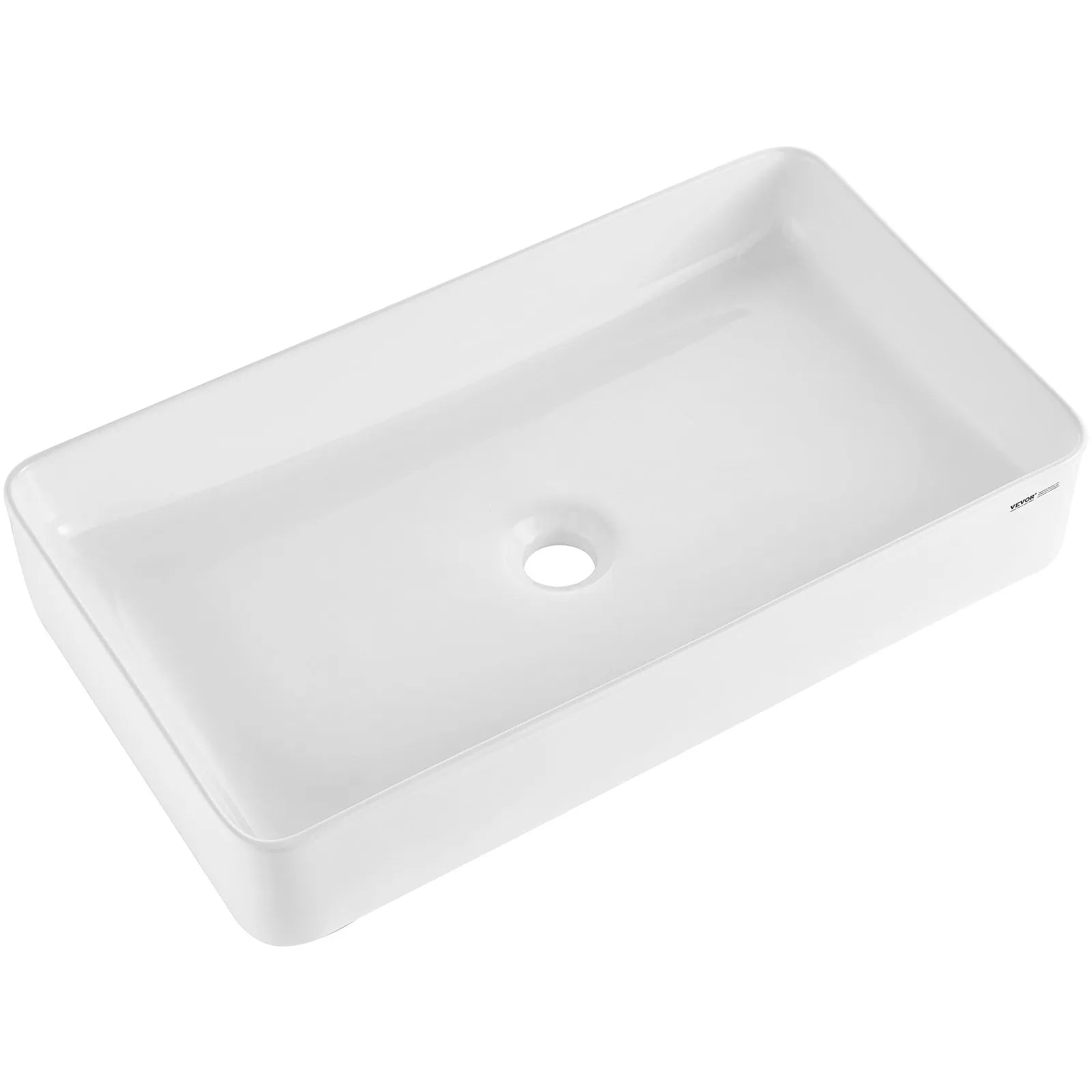 VEVOR Modern Ceramic Vessel Sink 24"x13.8" Bathroom Vanity Bowl Countertop White