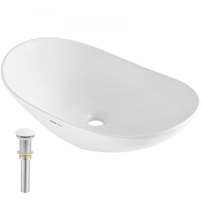 VEVOR Modern Ceramic Vessel Sink 23.3" x 14.2" Bathroom Vanity Bowl Countertop 