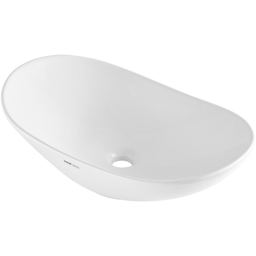 VEVOR Modern Ceramic Vessel Sink 23.3" x 14.2" Bathroom Vanity Bowl Countertop 