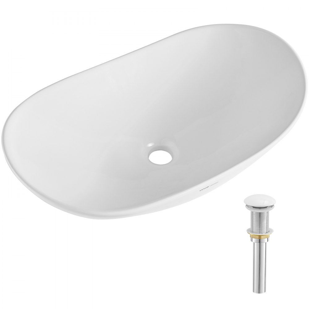 VEVOR Modern Ceramic Vessel Sink 23.3" x 14.2" Bathroom Vanity Bowl Countertop 