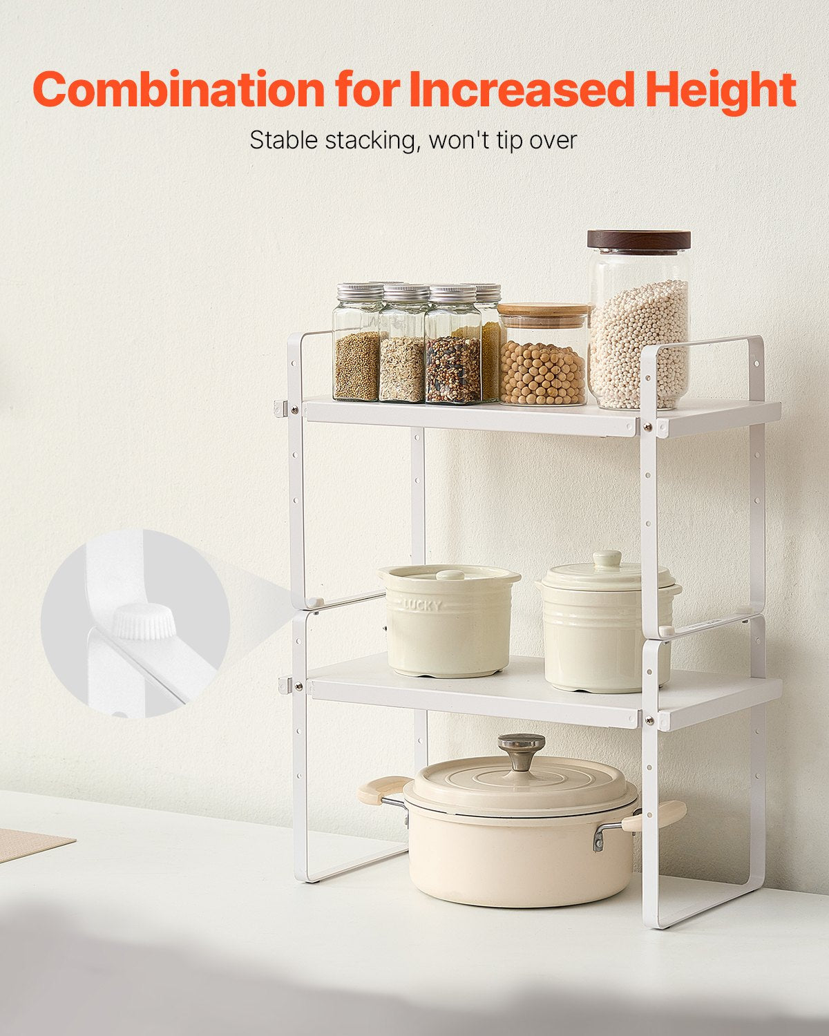 VEVOR 2 Tier Cabinet Organizer Shelf Counter Shelves Steel Storage Spice Rack 