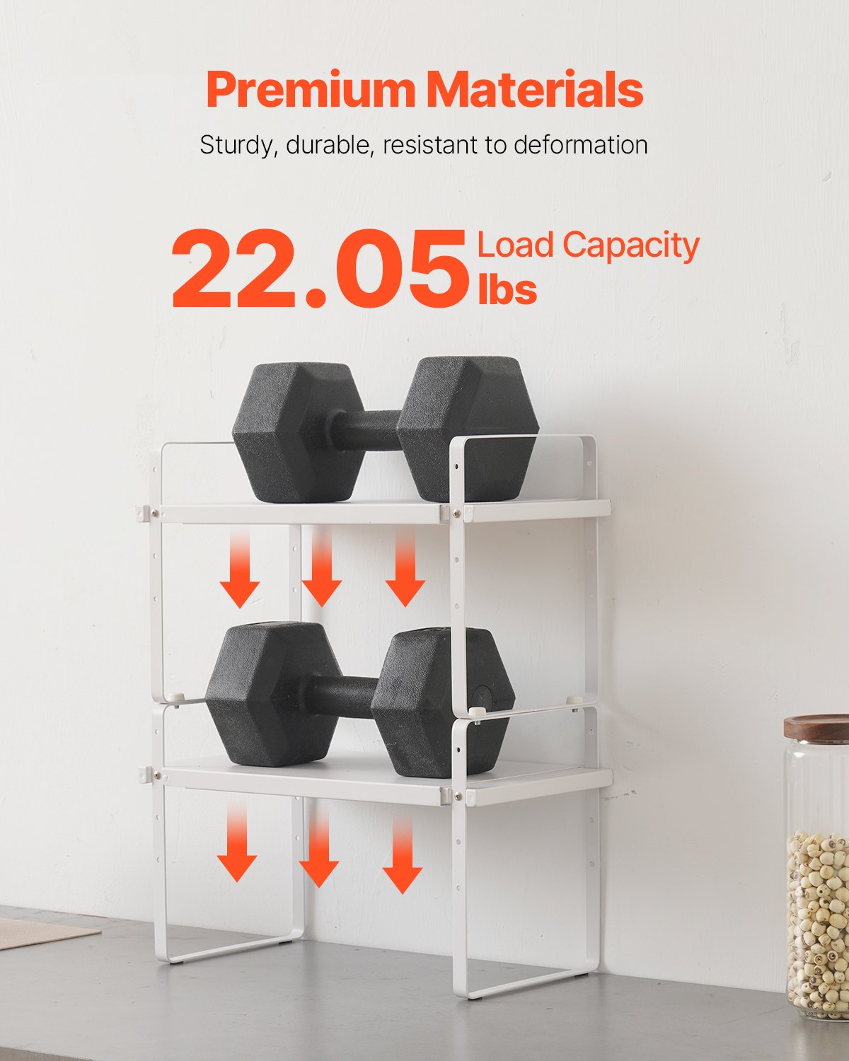 VEVOR 2 Tier Cabinet Organizer Shelf Counter Shelves Steel Storage Spice Rack 