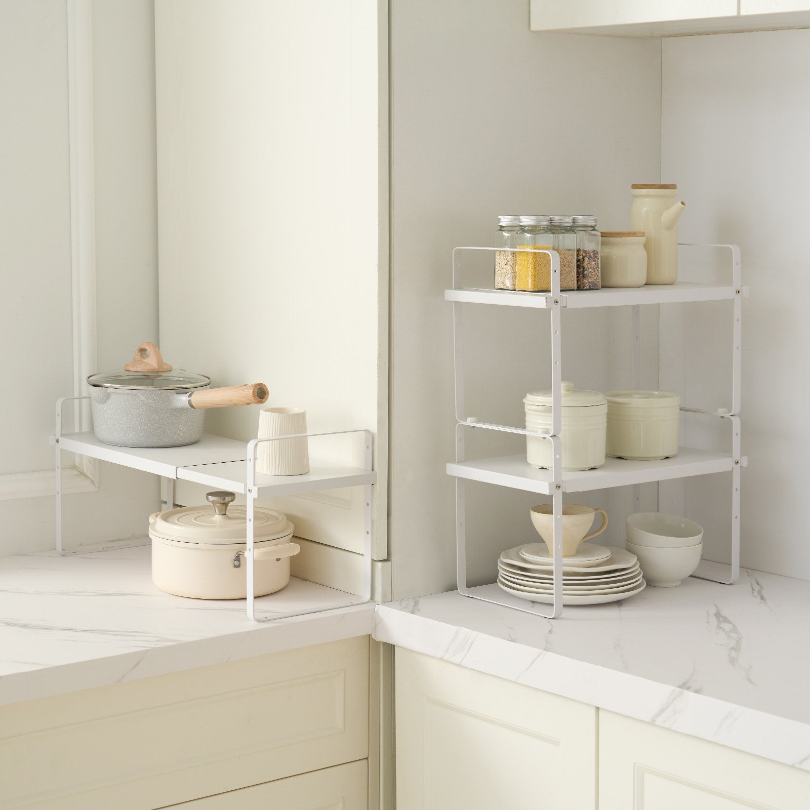 VEVOR 2 Tier Cabinet Organizer Shelf Counter Shelves Steel Storage Spice Rack 