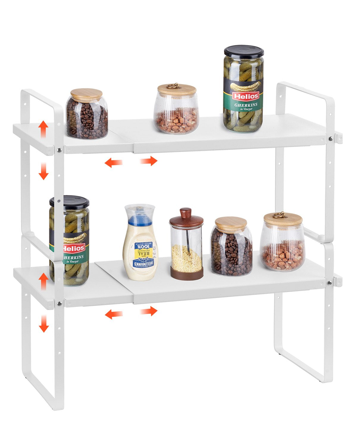 VEVOR 2 Tier Cabinet Organizer Shelf Counter Shelves Steel Storage Spice Rack 