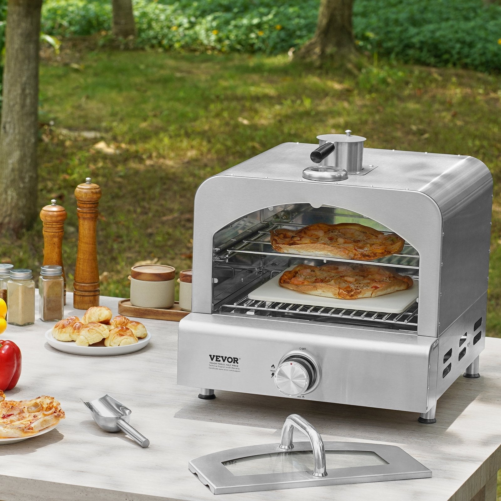 VEVOR 11" Outdoor Pizza Oven Portable Gas Oven 430 Stainless Steel for Camping 