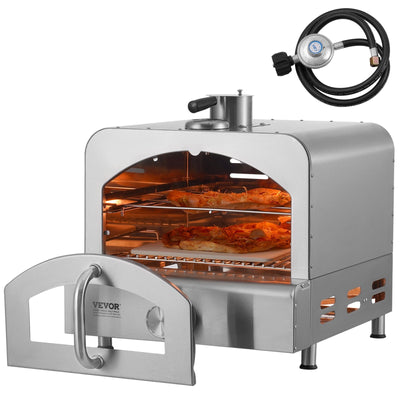 VEVOR 11" Outdoor Pizza Oven Portable Gas Oven 430 Stainless Steel for Camping 