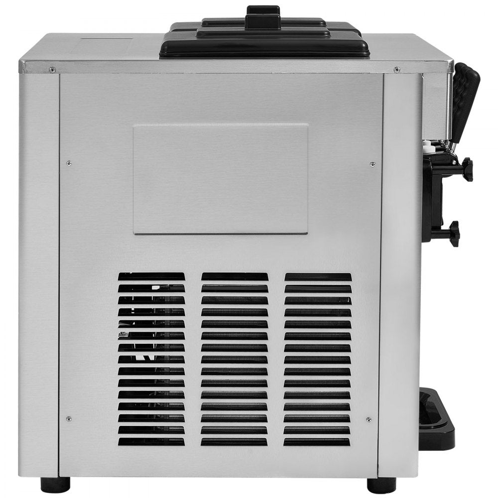 VEVOR Commercial Ice Cream Machine, 18-28 L/H Yield, 1850W 3-Flavor Countertop Soft Serve Ice Cream Maker,  2 x 5.5L Stainless Steel Cylinder, LED Panel Auto Clean Pre-cooling, for Restaurant Bars 