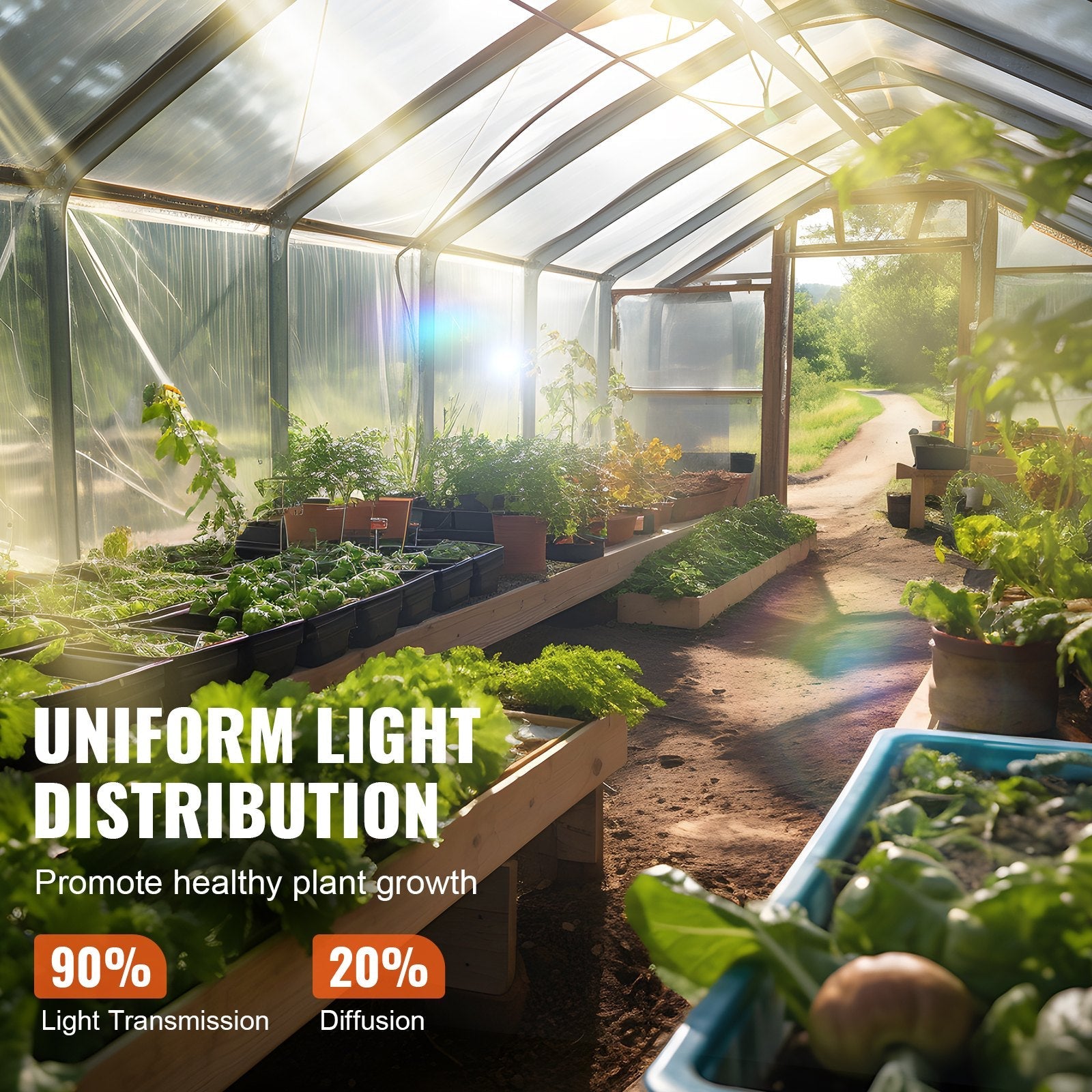 VEVOR Greenhouse Plastic Sheeting 25 x 25 ft, 6 Mil Thickness Clear Greenhouse Film, Polyethylene Film 4 Year UV Resistant, for Gardening, Farming, Agriculture, Garden 