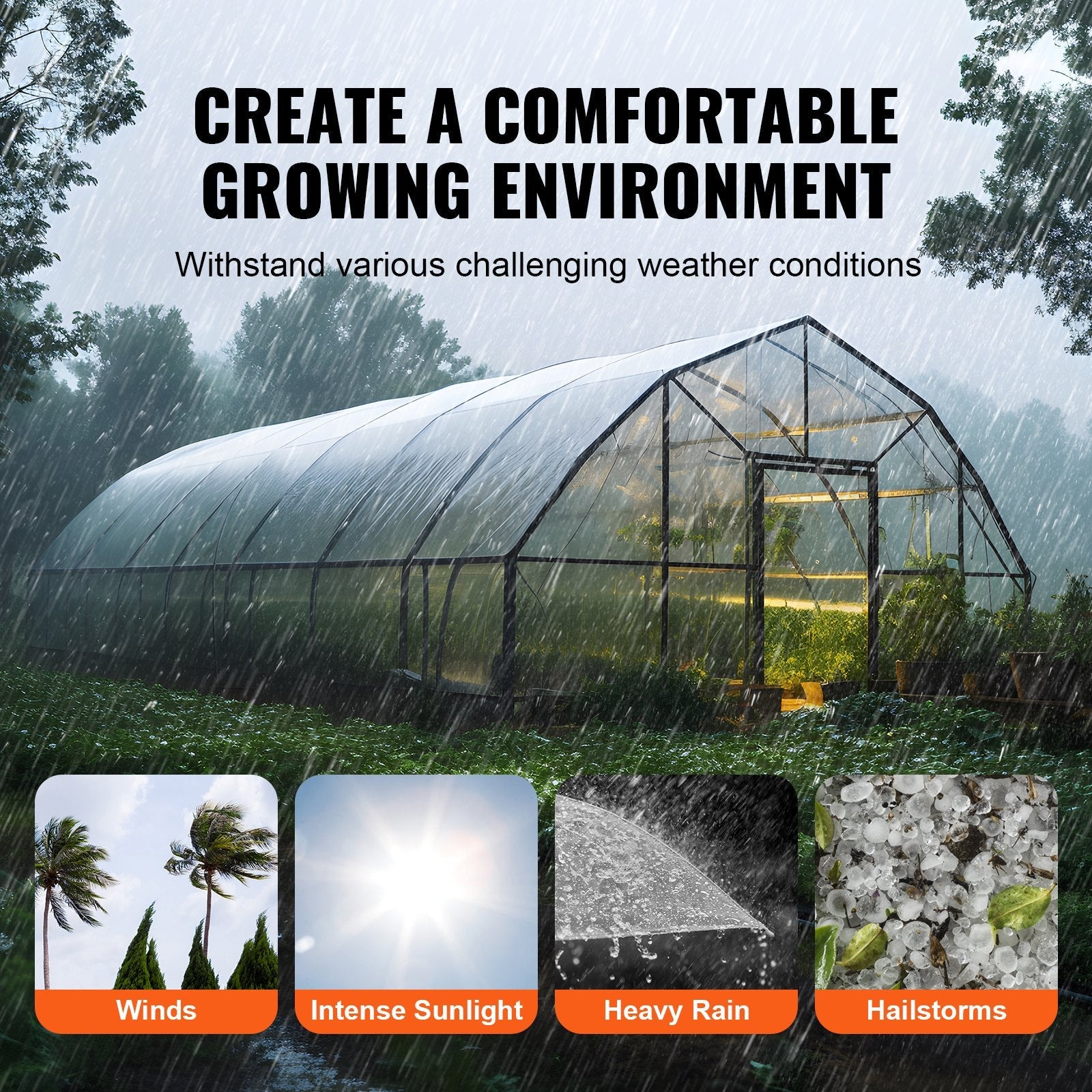 VEVOR Greenhouse Plastic Sheeting 25 x 25 ft, 6 Mil Thickness Clear Greenhouse Film, Polyethylene Film 4 Year UV Resistant, for Gardening, Farming, Agriculture, Garden 