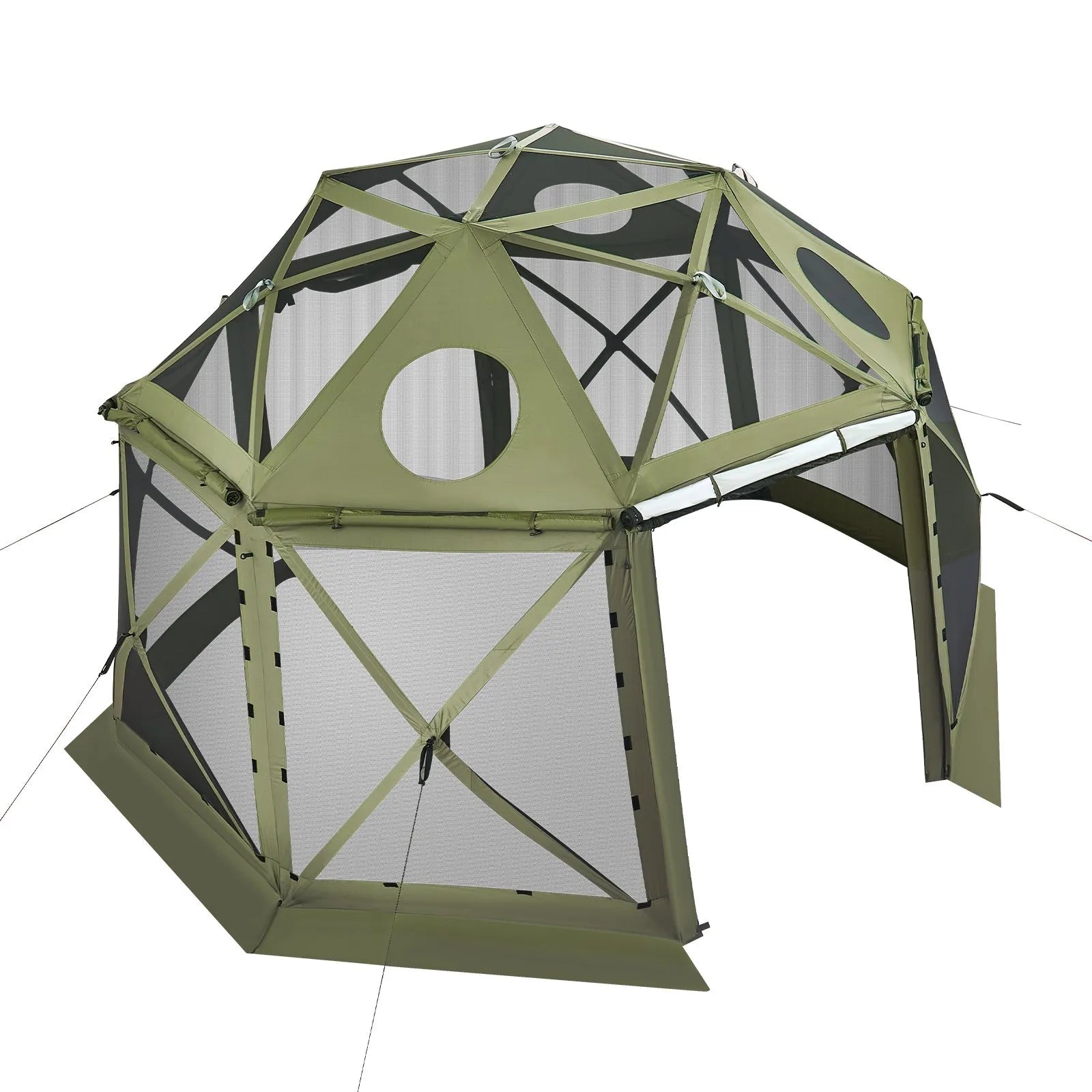 VEVOR Pop up Gazebo Screen Tent, 13 x 13 ft, 13-Sided Spherical Camping Canopy Tent with Removable Top & Carry Bag, Quick-Set & Bite-Proof, Screen House Sun Shelter for 10-12 Persons, Green 