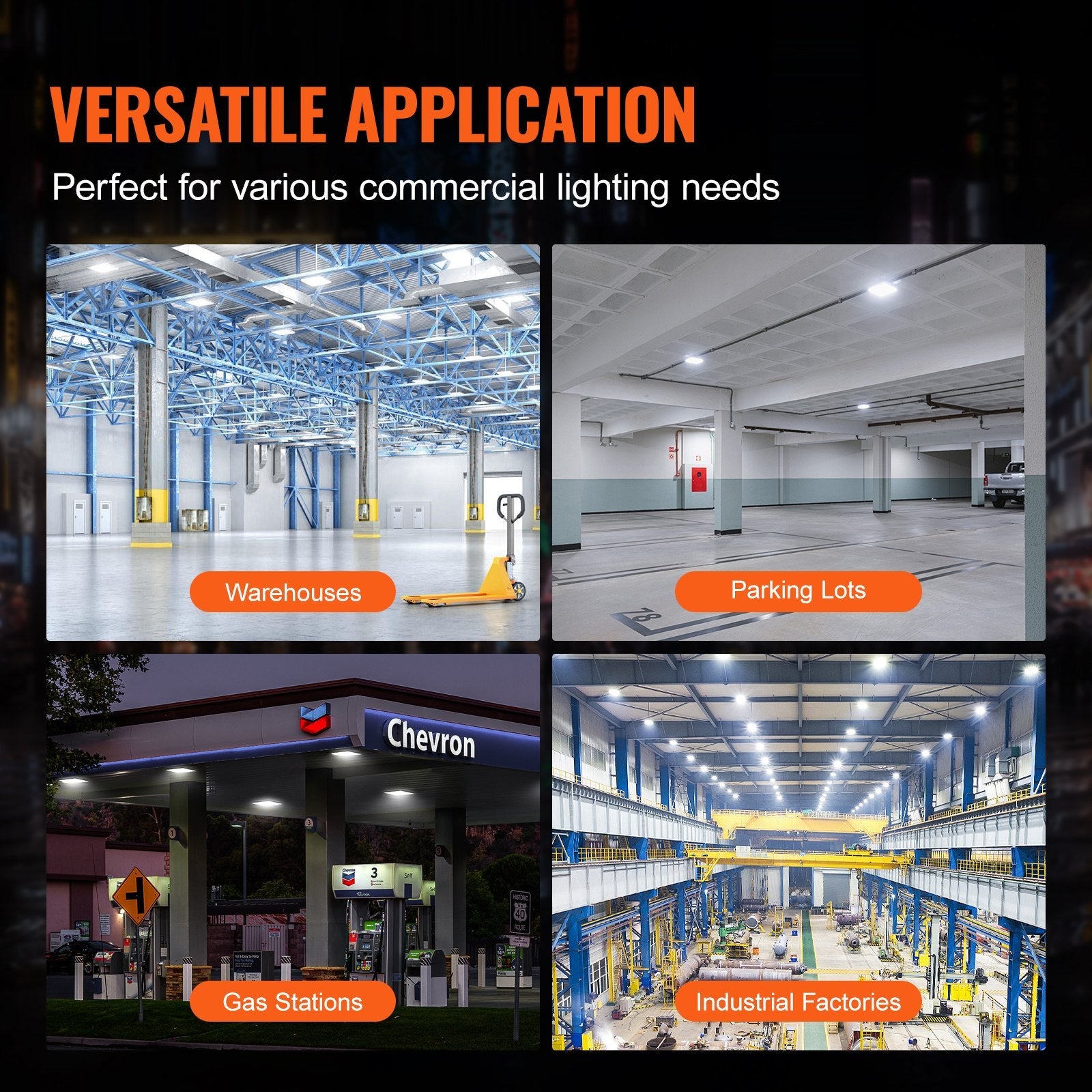 VEVOR 4 PCS LED Canopy Light 150W 16500LM 5000K Daylight Outdoor Canopy Lighting 