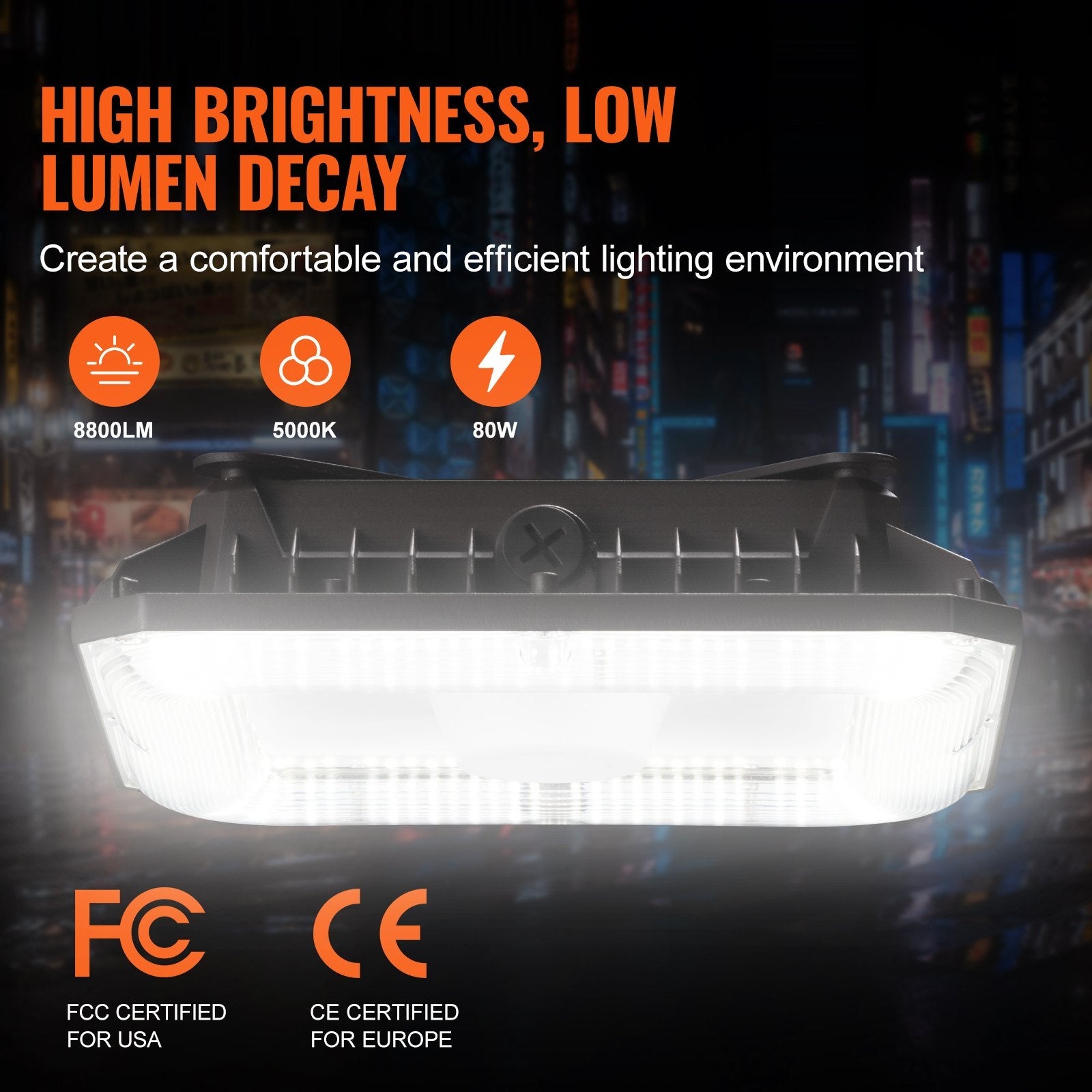 VEVOR 4 Pack LED Canopy Lights 80W 8800LM 5000K Daylight Outdoor Canopy Lighting 