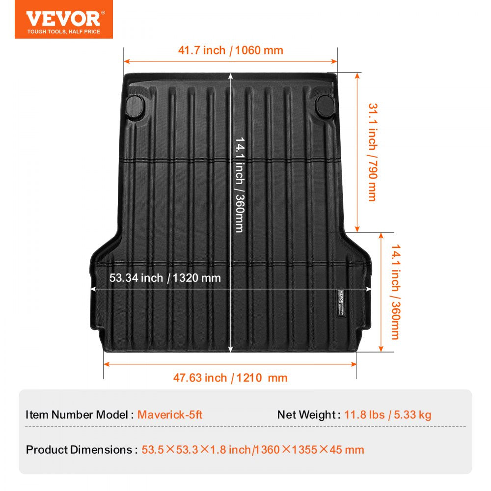 VEVOR Truck Bed Mat Fit 2022-2024 Ford Maverick TPE Truck Bed Liner Accessories 