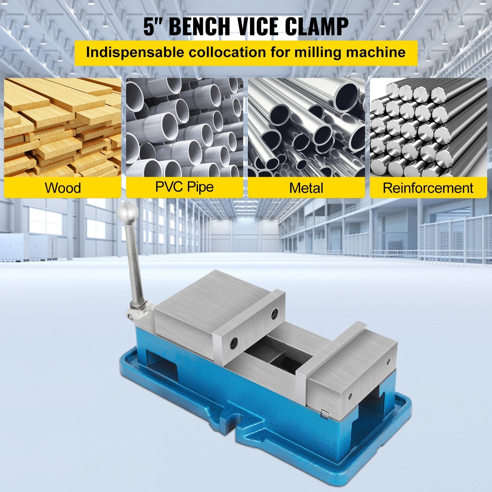 VEVOR 5 Inch ACCU Lock Down Vise Precision Milling Vice 5 Inch Jaw Width Drill Press Vise Milling Drilling Machine Bench Clamp Clamping Vice 