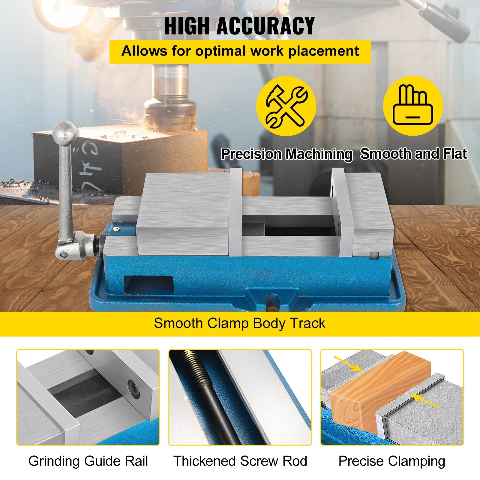 VEVOR 5 Inch ACCU Lock Down Vise Precision Milling Vice 5 Inch Jaw Width Drill Press Vise Milling Drilling Machine Bench Clamp Clamping Vice 